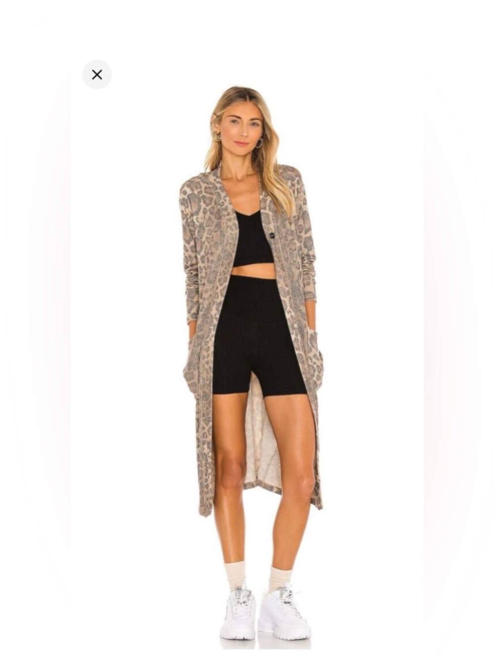 Revolve LNA Size Medium Brown Leopard Print Kurt Longline Knit Duster Cardigan